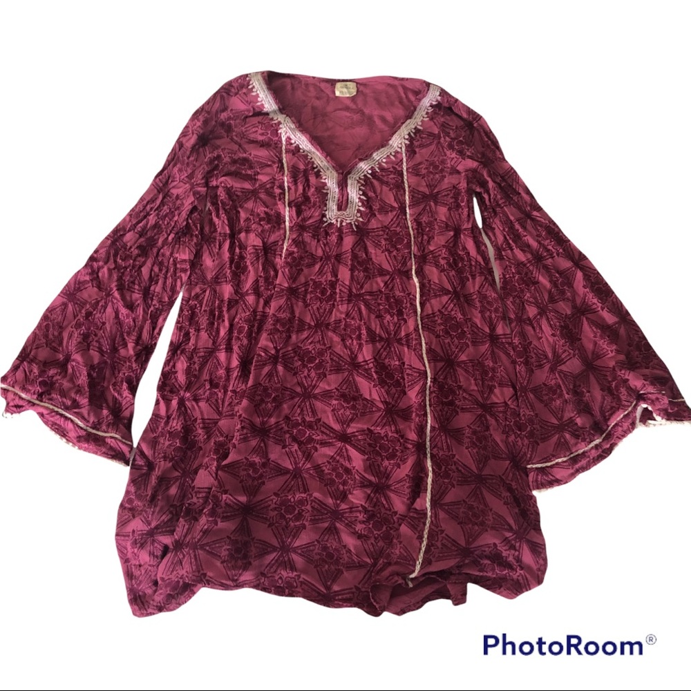 O’Neill purple mauve printed tunic bell sleeves